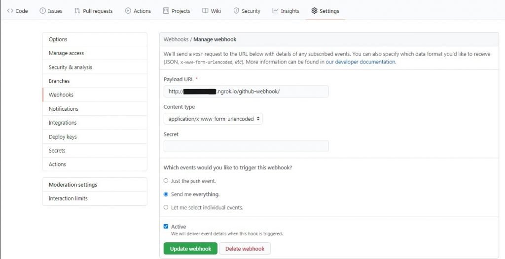 Github webhook